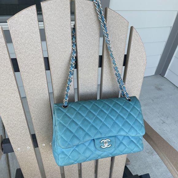 Chanel jumbo flap bag caviar double flap turquoise - Picture 8 of 17